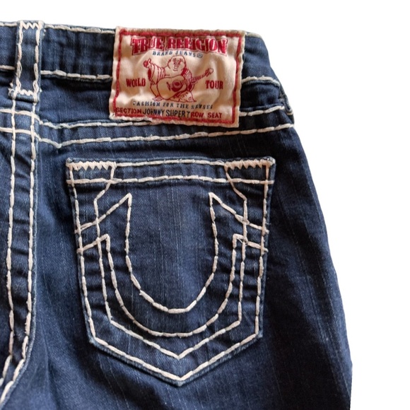 Size 27 True Religion Johnny super T T dark blue/white contrast stitching. EUC - Picture 4 of 16